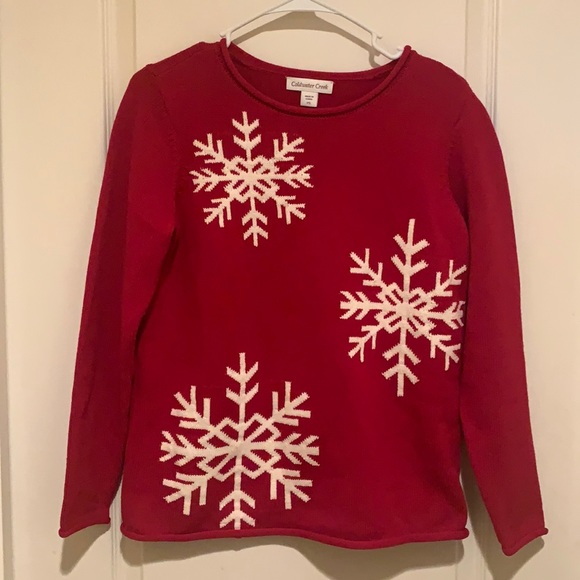 Coldwater Creek Sweaters - Women’s red snowflake ❄️ designs sweater Christmas holiday winter wear cute